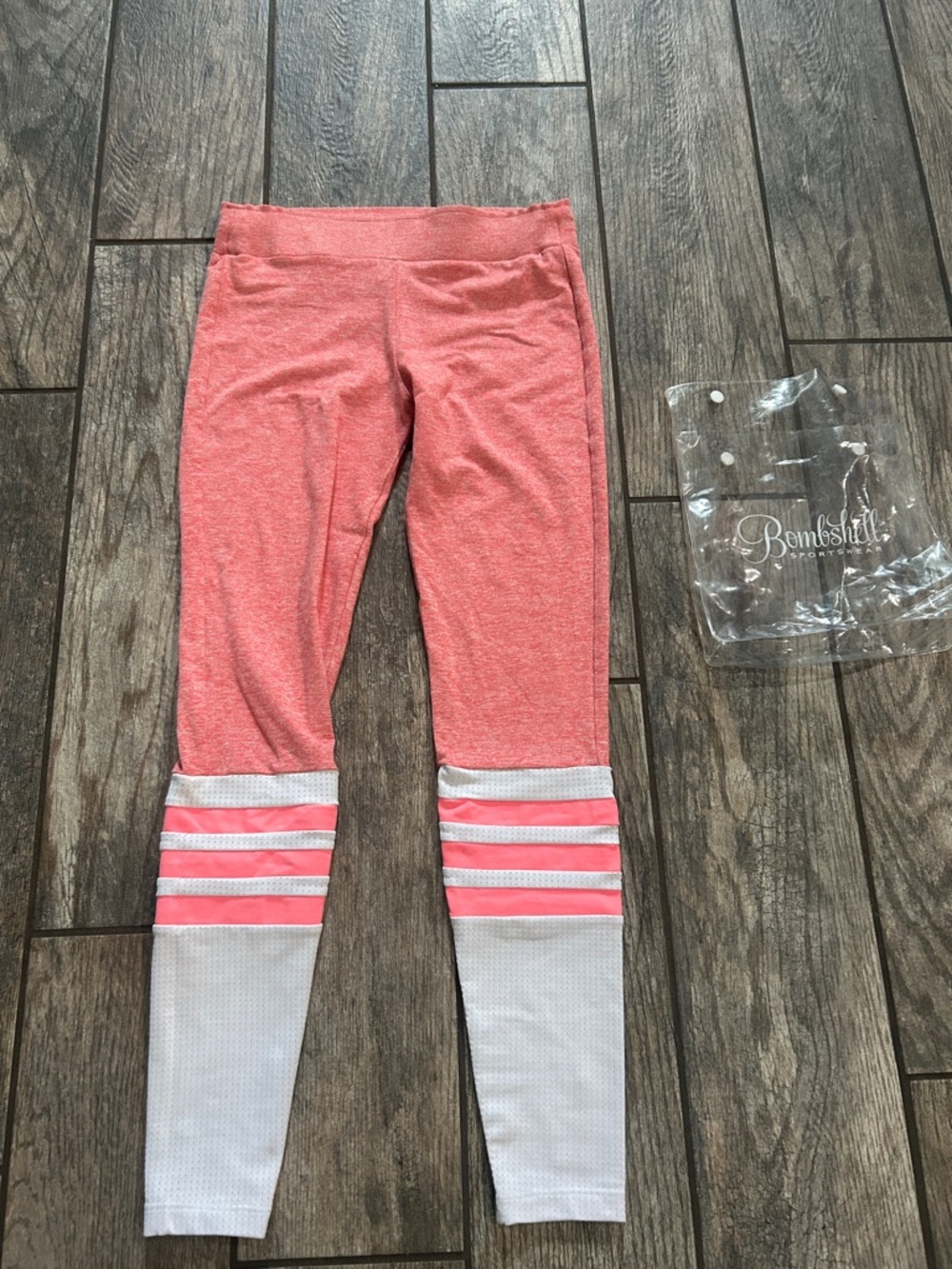 Bombshell Sportswear, Coral Athletic Leggings, - Picture 2 of 3